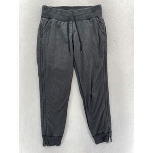 LuLuLemon No Swet Jogger Sweatpants Women's 8 Gray Stretch Drawstring Side Zip